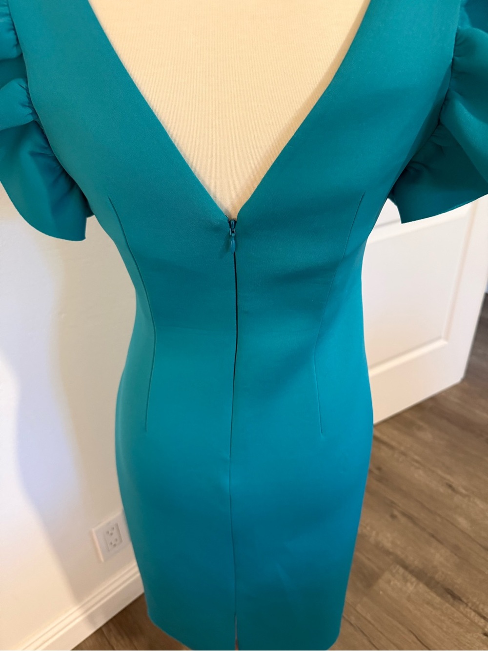 Eliza J Teal Ruffle Sleeve Midi Dress - Picture 6 of 8